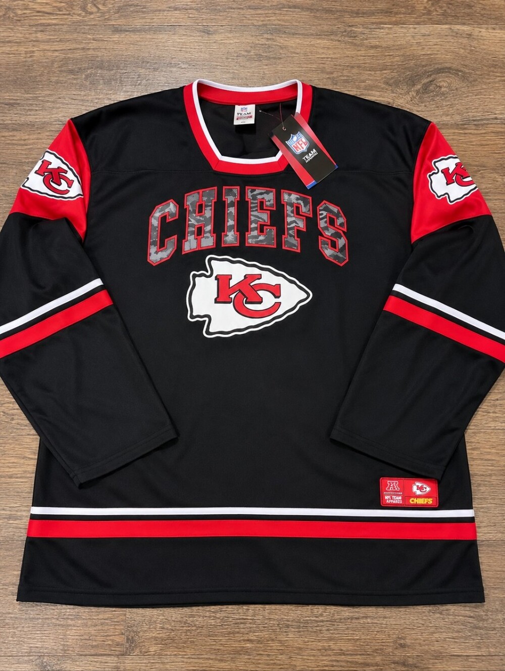 Kansas City Chiefs NFL Ultra Game Hockey Style Jersey XXXL 3XL Black Red NWT -M